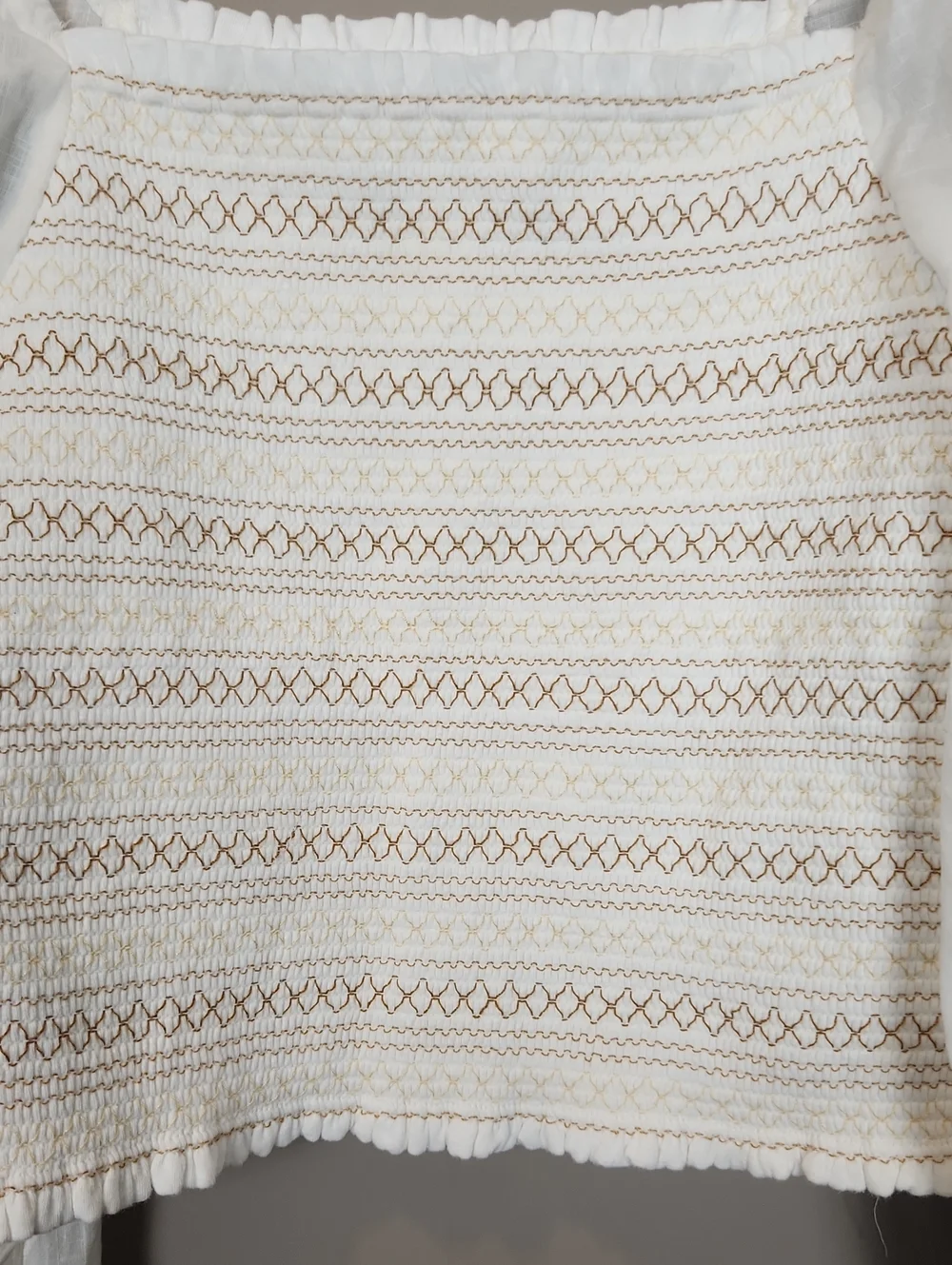 By Anthropologie‎ Smocked Embroidered Square-Neck Blouse Size XS